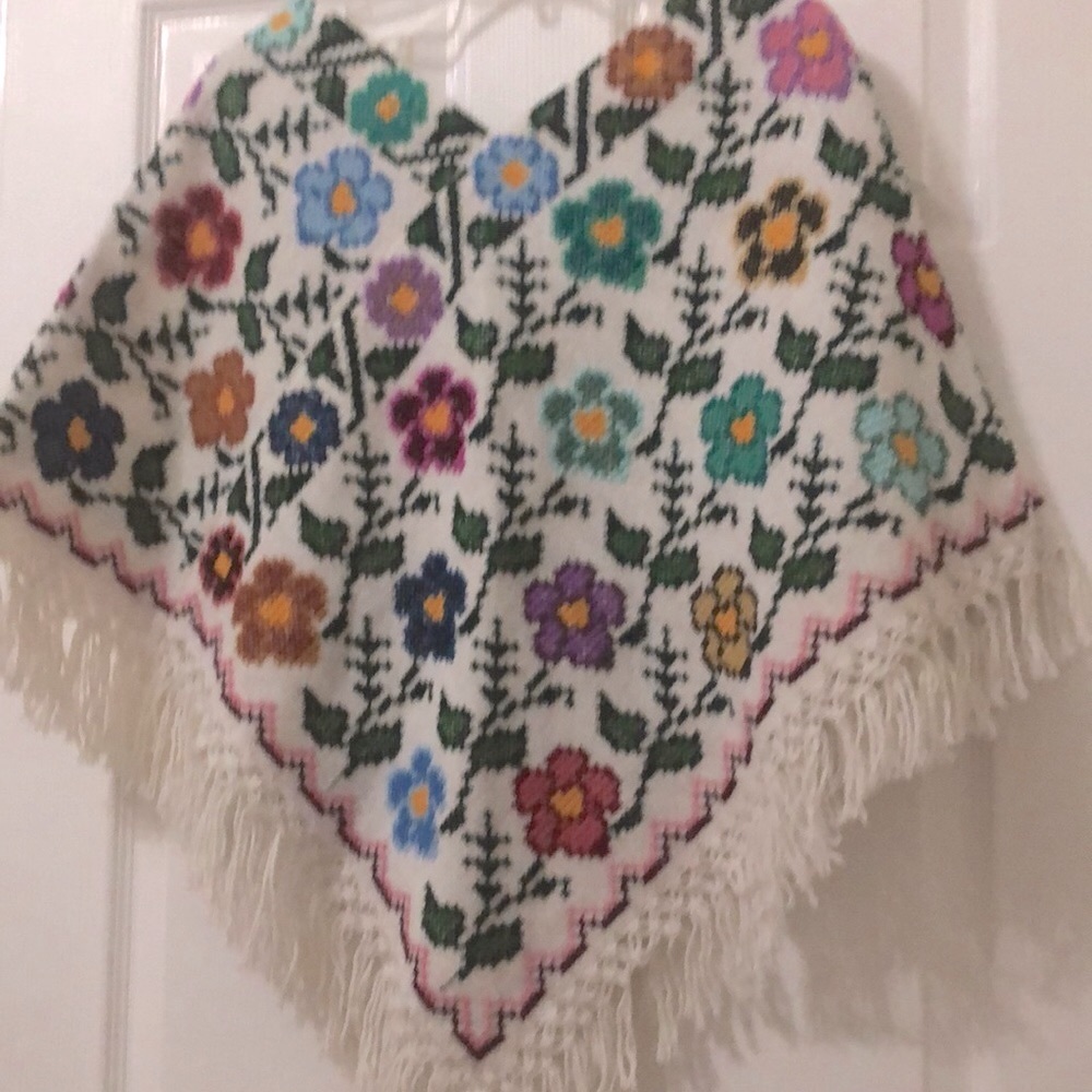 NEW Floral Embroidered Poncho .